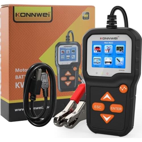 Car Motorcycle BatteryTester KONNWEI KW650 Charging Cranking Test Tools 12V 6V Car Motorcycle System Analyzer 100 to 2000 CCA