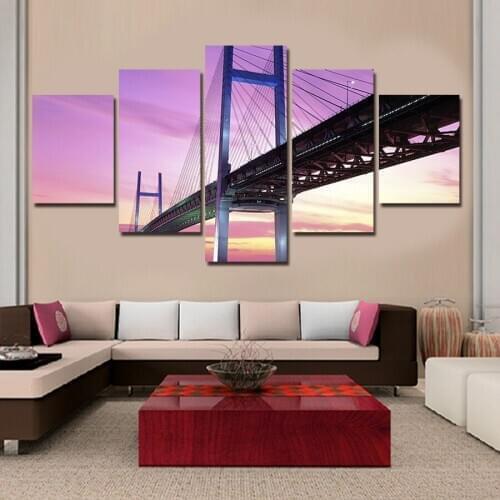 Five-Piece Magnificent Bridge Hd Photography Picture Art Poster Painting Decoration Living Room Canvas Painting Mural Frameless