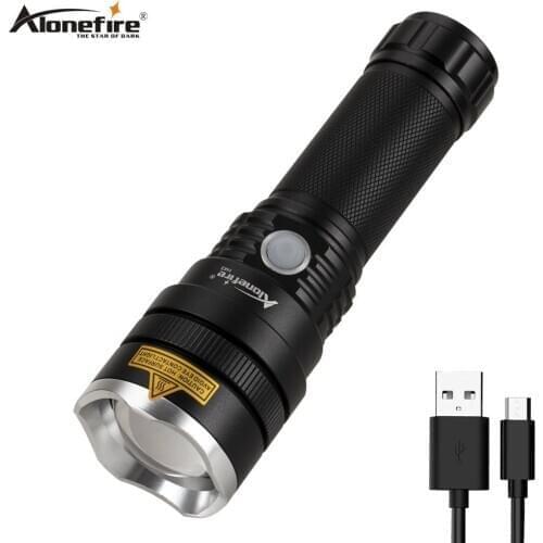 AloneFire H43 USB Rechargeable LED Flashlight xhp50 Waterproof self-defense camping light Zoomable Torch