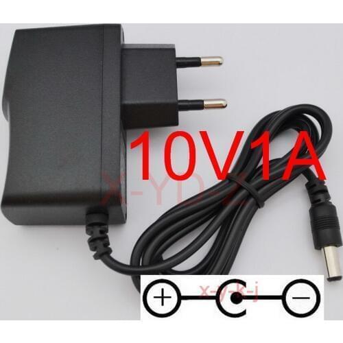 100PCS High quality AC/DC 10V 850mA -1000mA Switching Power Supply adapter Reverse Polarity Negative Inside EU plug 10V 1A