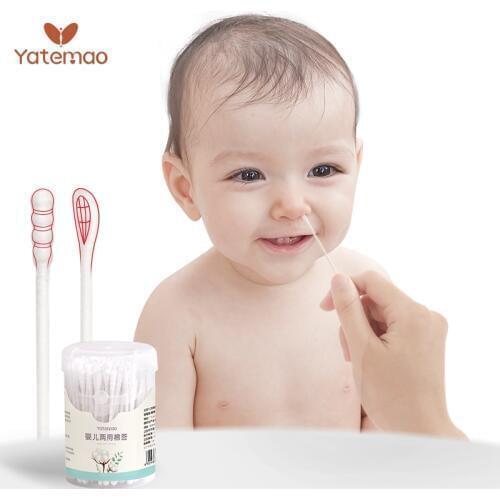 YATEMAO 600/branch Baby Cotton Swabs for New Born Baby Girls Boys Kids Swabs