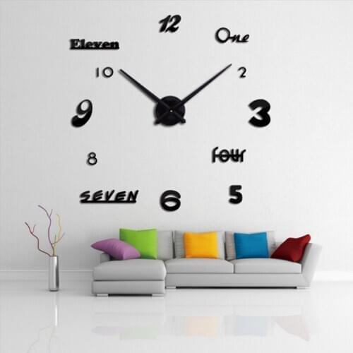 DIY mirror effect home decoration wall stickers Brief style 3d Wall Clock Quartz Quiet Clock Decorative Wall Sticker