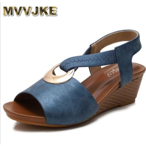 MVVJKE 2021Summer New Style European and American Comfortable Fashion All-match Casual Wedge Heel Platform Casual Women Sandals