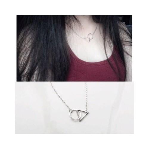 New 925 Sterling Silver Triangular circle Necklaces Pendant Fashion Sterling Silver Jewelry Statement for Women Bijoux