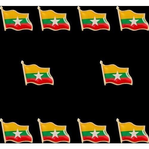 10PCS Myanmar Zinc Alloy National Flag Lapel Pins brooch Badge Emblem