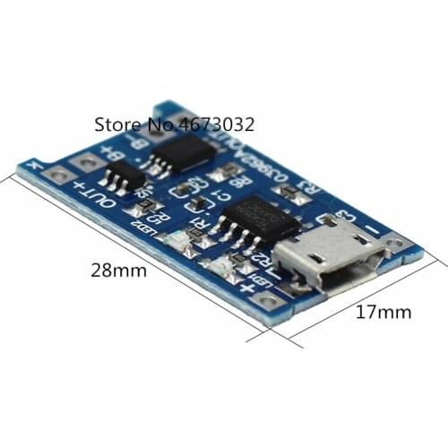 100PCS Blue 5V Micro USB 1A 18650 Lithium Battery Charging Board Converter Module Overdischarge Protection Power Charging Board