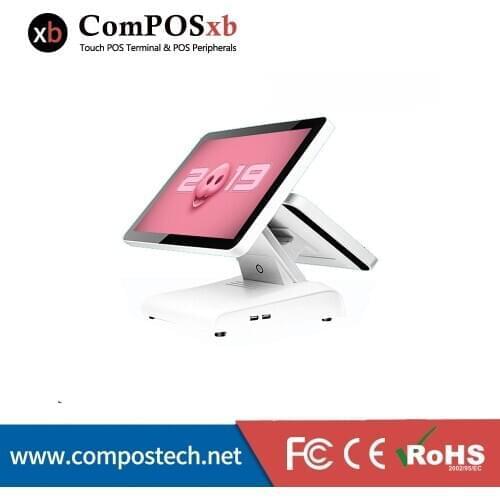 15+12Inch Dual POS System Double Screen Monitor Capacitive Touch Restaurant POS System POS1619D