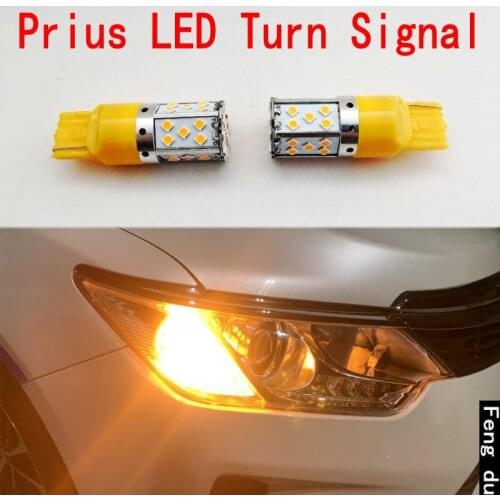 2pcs For 2005-2021 Toyota Prius LED High Bright Indicator Car Turn Signal Before and after Signal Light Amber Yellow Bulb T20