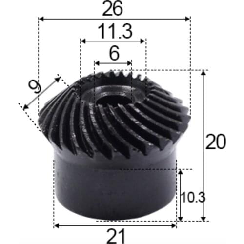 2pcs 1M-25Teeths Inner Hole: 6mm Precision Spiral Bevel Gear Spiral Bevel Gear