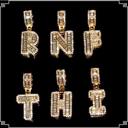 2020 Iced Out Initial Letters Necklace for Women Cubic Zirconia A-Z Alphabet Pendant Necklace Jewelry Gifts FREE SHIPPING