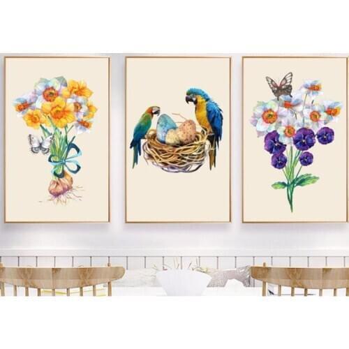 3pcs diamond embroidery bird flower,5d diamond painting full diamond mosaic pictures of rhinestones cross-stitch kits gift art