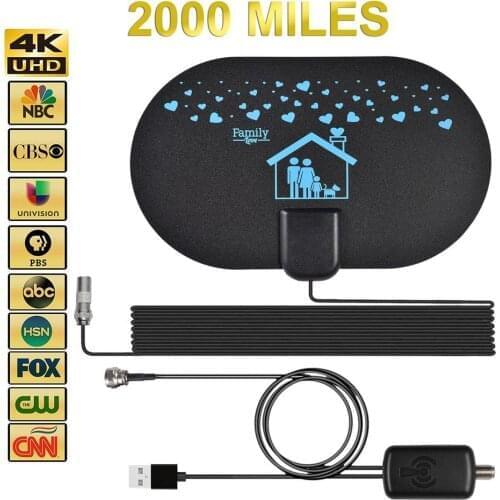 4K HD TV Antenna Digital TV Indoor Digital TV Antennas 2000 Miles HDTV Signal Amplifier DVB-T2 Receiver 5DB 25DB With Amplifier