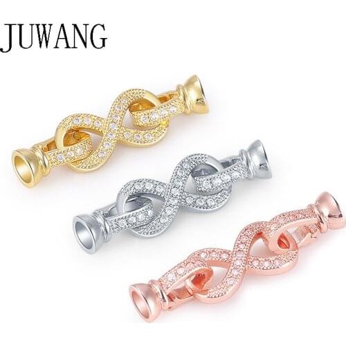 5 Pcs Wholesale Cubic Zirconia Fastener Clasps Hooks Connectors DIY Handmade Jewelry Findings Accessories For Jewelry Making