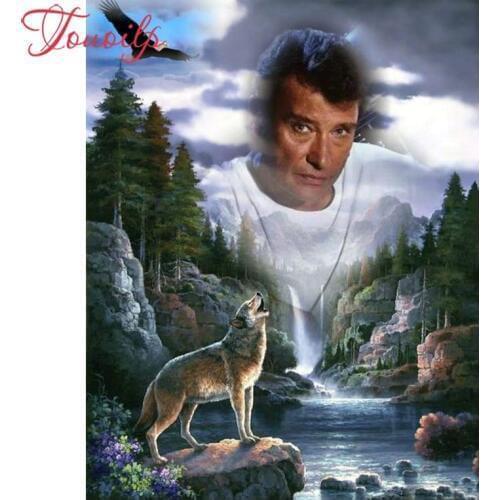 Touoilp Wolf eagle Diamond embroidery 5d diy"Johnny Hallyday"diamond painting mosaic puzzle picture of rhinestones cross-stitch