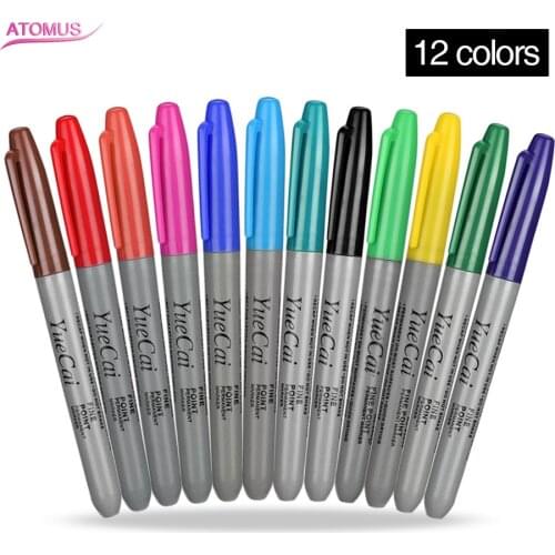 ATOMUS 12 Colors Marker Pens Skin Markers Scribe Tool Paint Tattoo Supplies Portable Waterproof Makeup Tools