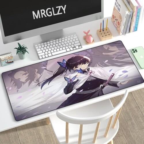 MRGLZY Large Mouse Pad Demon Slayer Cute Girl Kanawo MousePad Computer Gaming Peripheral Accessories Kimetsu no Yaiba Desk Mat