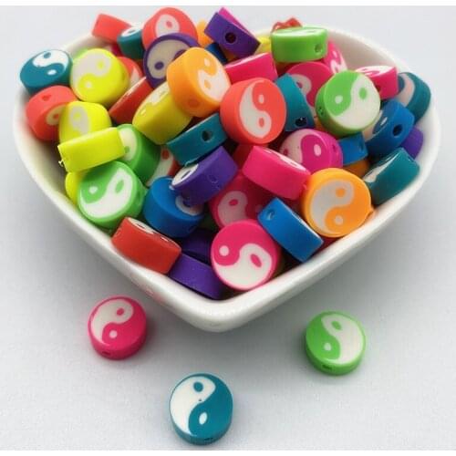 30pcs/Lot 10mm Mixed Colors LOVE Shape Clay Spacer Beads Polymer Clay Beads For Jewelry Making DIY Handmade Accessories #09