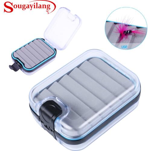 Sougayilang Two-sided Open Fly Fishing Box Case Fishing Tackle Box Portable Waterproof Fly Lure Flies Hooks Box Easy Grip Foam