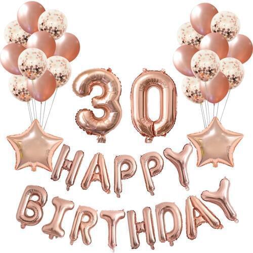 Chicinlife Rose gold 16 18 21 27 30 40 50 60 Years Old Birthday Balloon Happy Birthday Star Balloons Adult Birthday Party Decor