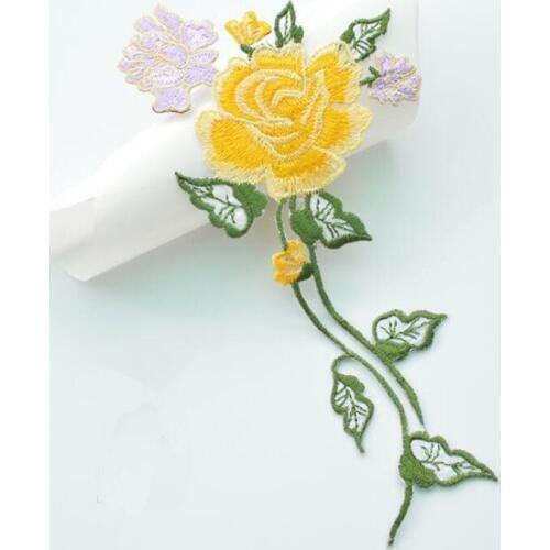 Colorful Rose Flowers Iron On Patch Sewing On Embroidered Applique Sewing Patch Clothes Stickers Garment DIY Apparel Accessories
