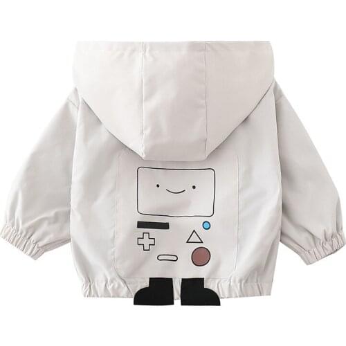 1-5 Years Kids Jacket Spring Autumn Childrens Windbreaker Korean Style Baby Cartoon Pictures Zipper Top Boys' Hooded Rush Suit