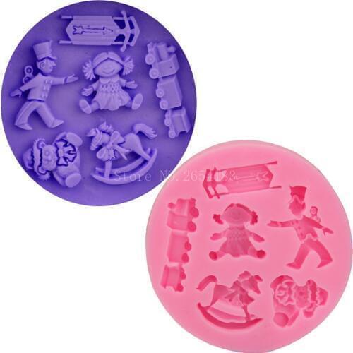 Baby Child Cartoon Toy Silicone Fondant Soap 3D Cake Mold Cupcake Jelly Candy Chocolate Decoration Baking Tool Moulds FQ1752