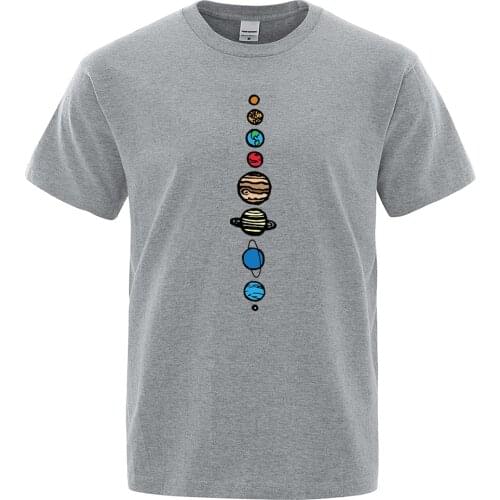 Nine Planets Mens T-Shirt Universe Solar System Men Tops Brand Short Sleeves O-Neck T Shirt Planets Colour Vintage Tee Shirt