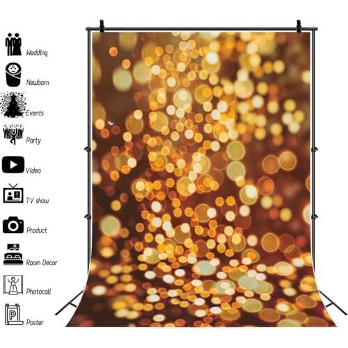 Fantasy Light Bokeh Backdrop Gold Glitter Dreamy Polka Dots Wedding Birthday Party Child Portrait Photo Photography Background