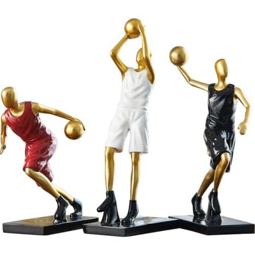 Humanoid Mold Resin Statue Decorative Basketball Player Star Doll Figurine Home Decor Simple Boy Office Desktop Decoration Gifts