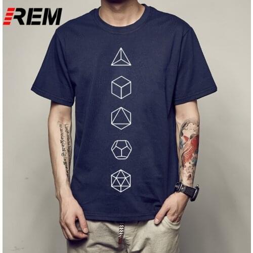 REM Summer Fashion O-Neck T SHIRT Screw Neck Platonic Solids Sacred Geometry Evolution man t shirt Popular Unique man t shirt