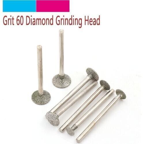 5pc 2.35/3mm shank Nail Head Diamond Grinding Cutting Head Dia 3mm-12mm For Jade Stone Rotary Carving Polishing Tools YDT Needle