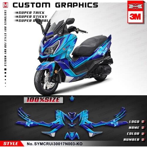KUNGFU GRAPHICS Motorcycle Stickers Personalised Decals for SYM Cruisym 300 2017 2018 2019 2020 2021, Blue