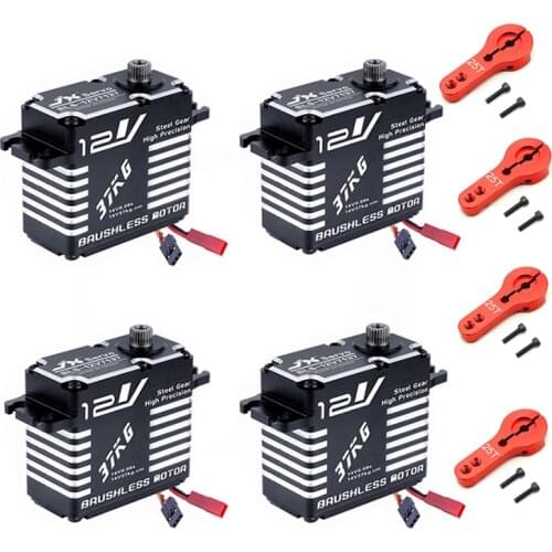 JX Servo BLS-12V7137 12V 37kg High Precision Metal Gear CNC Standard Digital Servo +25T Metal Arm for 1/8 1/10 RC Car Robot