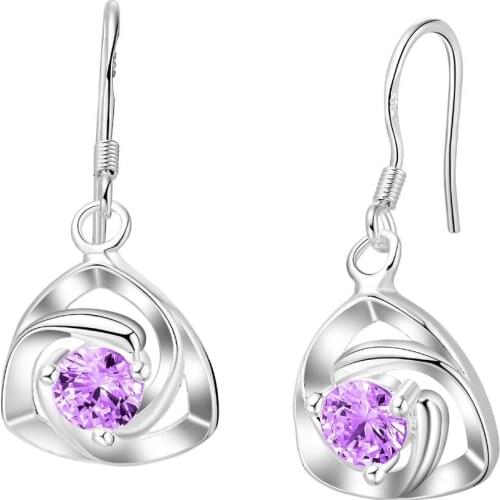 Classic simple purple stone high quality Silver Earrings for women fashion jewelry earrings /YURCWYYB AABYWTEV