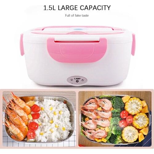 12V-24V 110V 220V Electric Heated Lunch Box Portable 2 in 1 Car& Home US Plug/EU Plug Bento Boxes Stainless Steel Food Container
