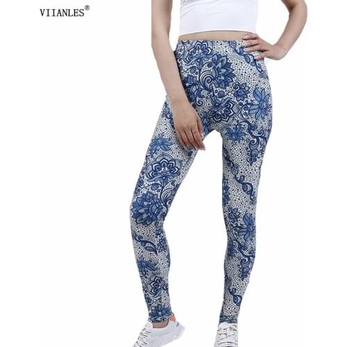 VIIANLES Hot New Fashion Printed Leggings Women Push Up Fitness Leggin Sporting Jogging High Elastic Print Stretch Gym Tights