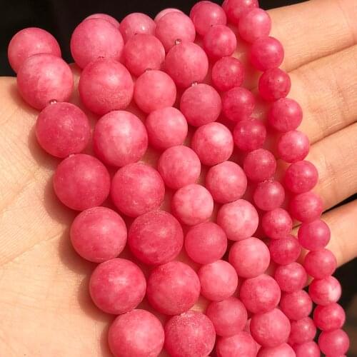 Natural Stone Frosted Matte Red Jades Round Loose Beads For DIY Jewelry Making Bracelet Charms Accessories 15''inches 6 8 10mm