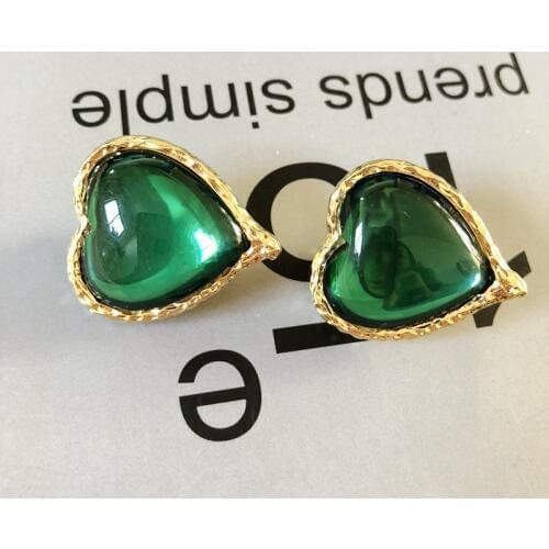 Sweet Heart Green Opal Clip Earring