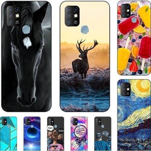 Fashion Bumper Cute Case For infinix Hot 10 Play X688C Hot10 Lite X657 X682 Case Soft Silicone Cat Horse Flower Cover Shell