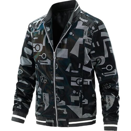 2021 autumn new leather jacket mens fashion geometric pattern large size stand-up collar faux leather jacket / mens Tops 5XL