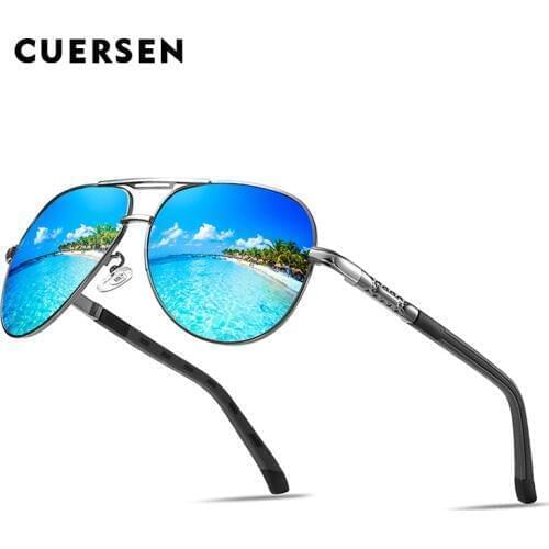 Mens Pilot Sunglasses Classic retro design Metal Frame Blue Driving Polarized sun glasses Anti-Glare Lens Oculos de sol