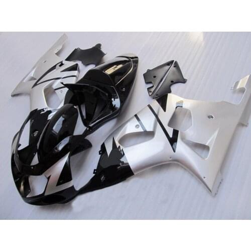 Cusotm Fairing kit for GSXR600 750 01 02 03 GSXR 600 GSXR750 K1 2001 2002 2003 silver gloss black Fairings set SM120