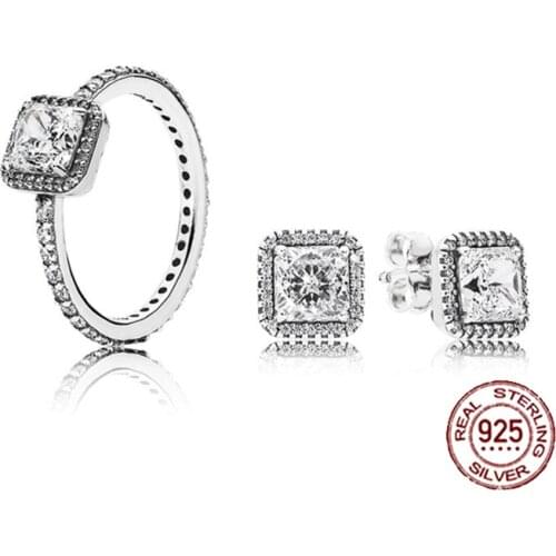 NEW 2018 100% 925 Sterling Silver SALE - TIMELESS ELEGANCE White RING Charms rings Fit DIY Original Jewelry A Set