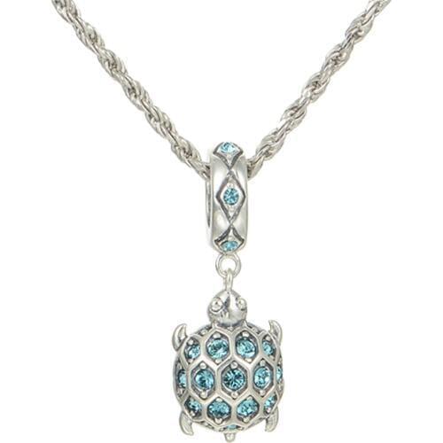 New! 925 Sterling Silver Beads Crystal Sea Turtle Charm Pendant Fits European Pandora Charms Bracelet Necklace DIY Fine Jewerly