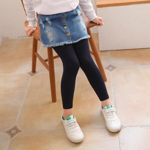 New Spring Autumn Girls Leggings Denim Pants Skirts teen Children Thin Pants Girl Patchwork Long Trousers 6-13 Year Kids Clothes
