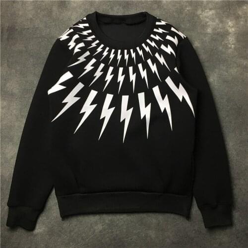 New Neil Men Neckline lightning Hoodies Hoody hooded Sweatshirts velvet Cotton Drake Thick Fleece Street Hip hop #E151