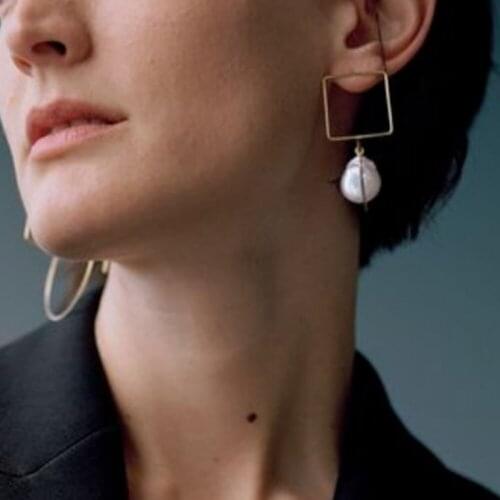 New Fashion Water Drop Earrings for Women Girls Simple Metal Gold Geometry Square Pendant Earring Earrings Jewelry Accessory