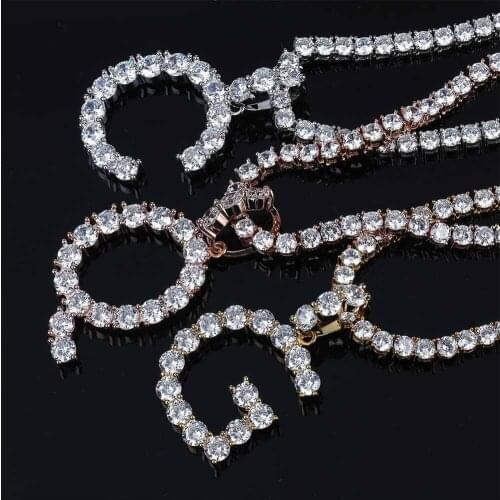 Cross - border Hip-hop Necklace 26 Zircon Letter Necklace Free Combination Multi-color Zircon Jewelry Pendant Necklace