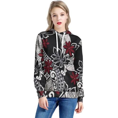 Polynesian Traditional Tribal Style Designer Printing Custom Logo Streetwear Women Hoodies Sweatshirts With Pocket Wholesale