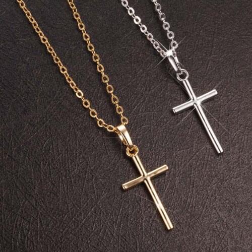 Simple Fashion Cross Chain Necklace For Women Men Luxury Ladies Gold Jewelry Pendant Necklaces Crucifix Christian Ornament Gifts